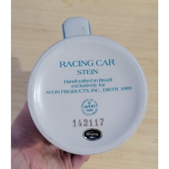 Avon Racing Car Ceramic Beer Stein 1989 New in Box Vintage Lidded Mug - Picture 3 of 8